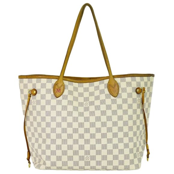 Louis Vuitton Neverfull MM N41605 Damier Azur Canvas Shoulder Tote Bag White - Picture 1 of 10